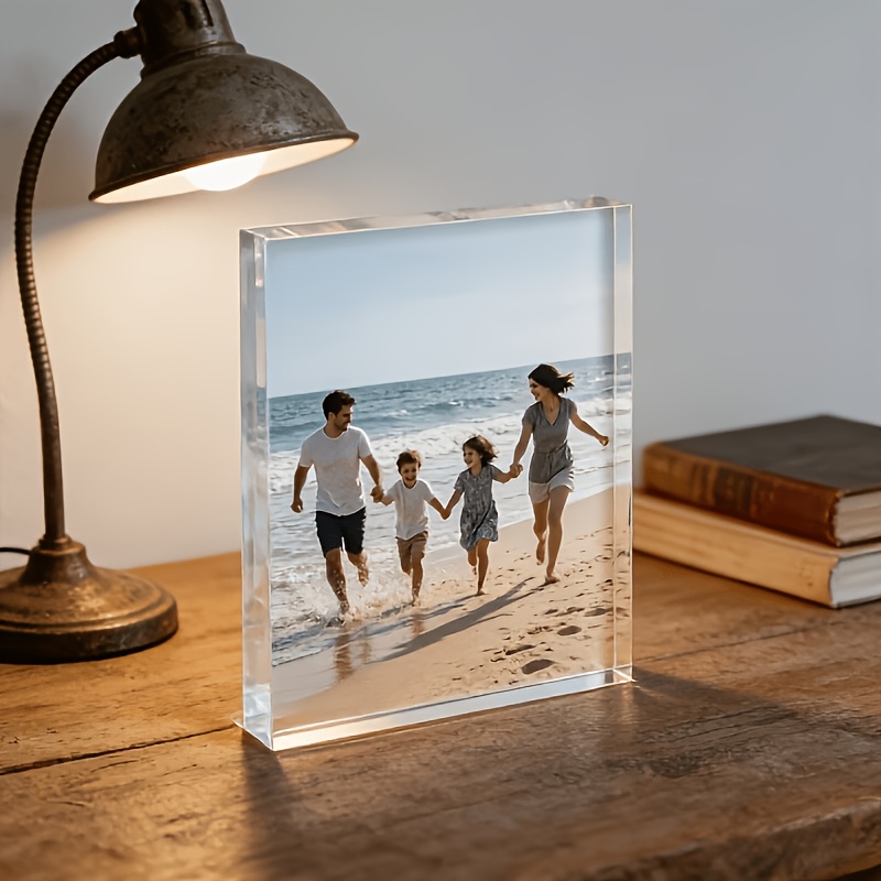 TEMU 2d Flat, Custom Photo Acrylic Desktop Ornaments - Couple & Family Picture Frames Suitable For Wedding, Birthdays, Photo Display, Contemporary