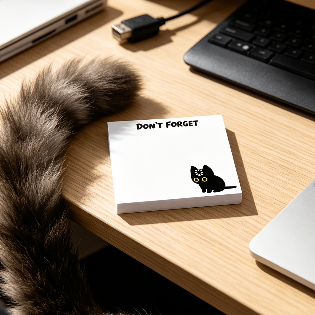 50 Sheets Funny "DON'T FORGET" Black Cat Loading Memo Pad, Sticky Notes