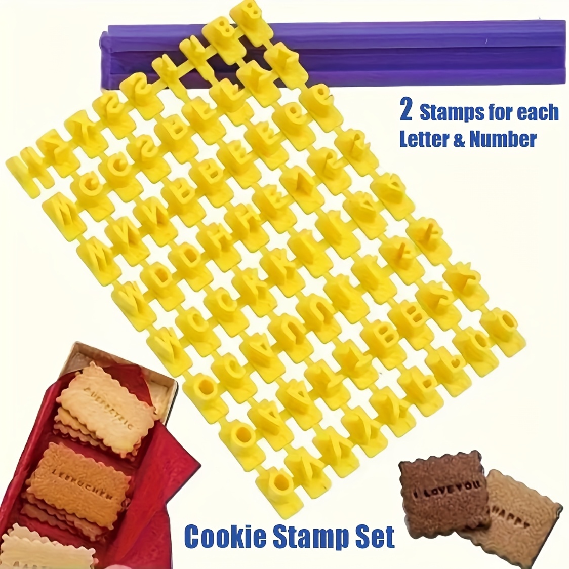 TEMU Premium Cookie Stamp Set Biscuit Cookie Cutters Alphabet Letters Numbers Set. Cake Decorating Supplies, Letter Cutters, Cake Decorating Topper