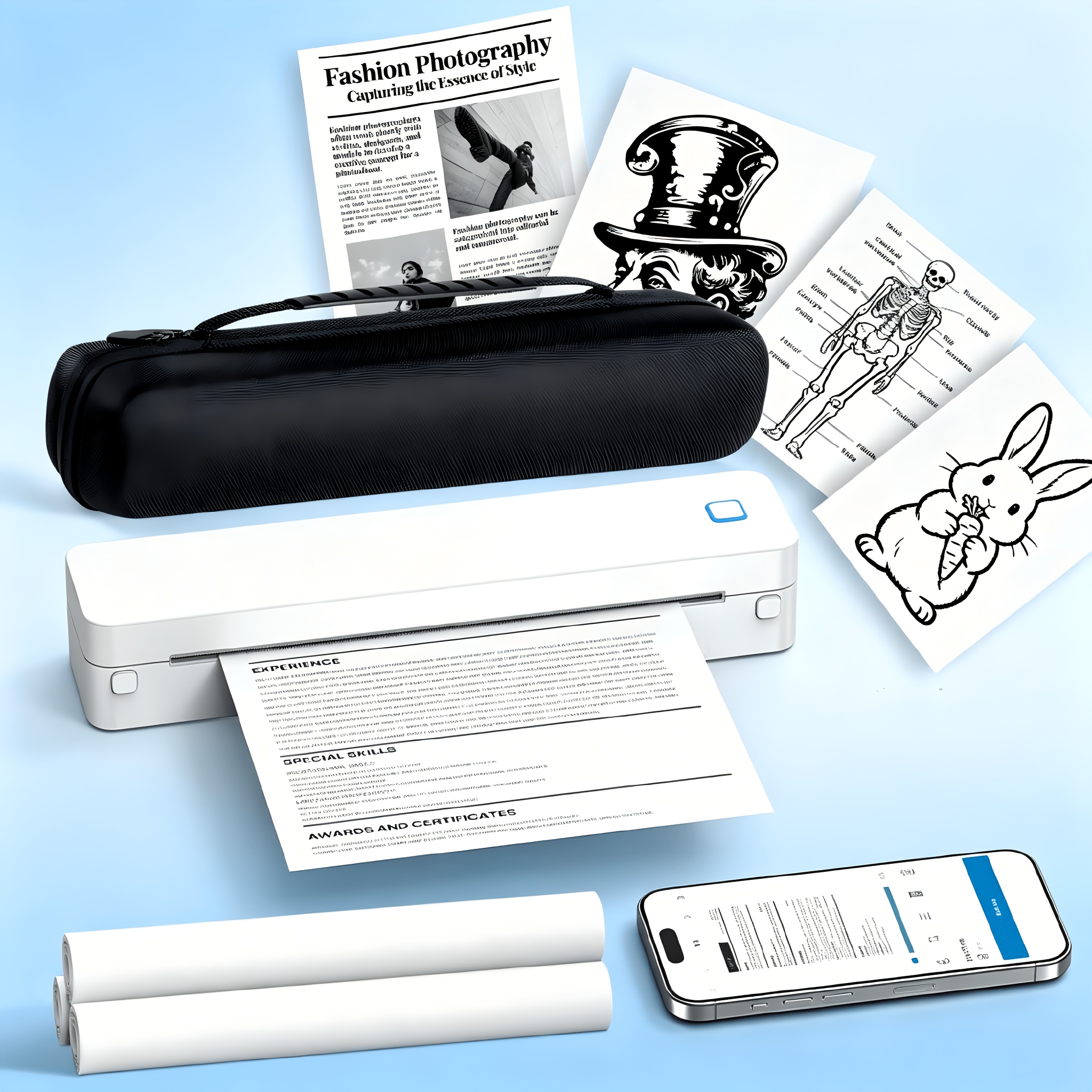 TEMU Stampante termica portatile wireless D830, stampante mobile A4 senza per viaggi, stampante Bluetooth compatta compatibile con telefono, laptop,