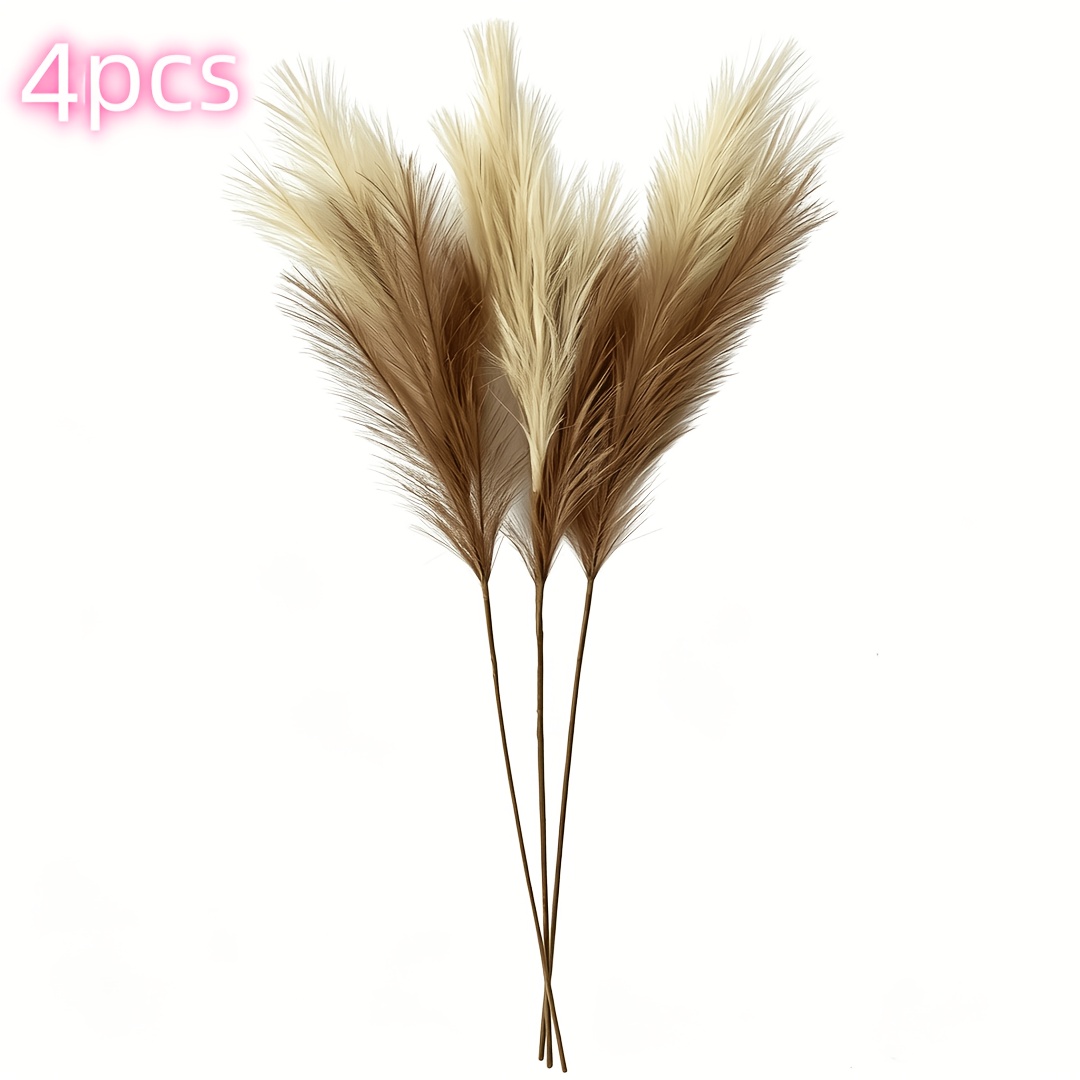4pcs Of Artificial Pampas Grass Decoration, 38 Inch Tall Artificial Large Pampas Grass Fluffy Bulb, Suitable For Home Weddings, Parties, Bohemian Style Decorative Flooring, Vase Filling