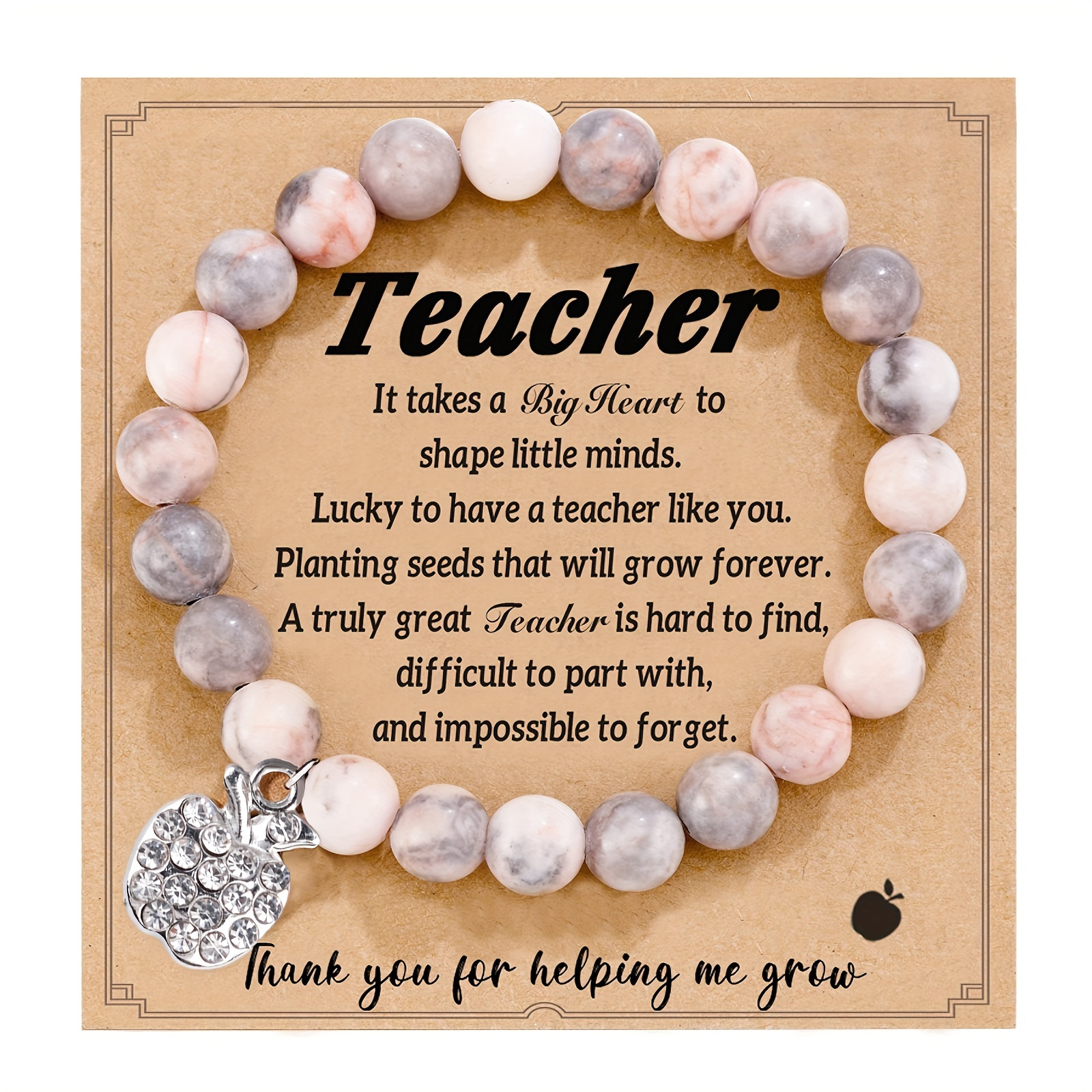 Graduation Gifts For Him/her 2023, College High School Graduation Gift 2023, Teacher Appreciation Gifts For Women, Teacher Stretch Bracelet With Charm, Natural Stone Beads Teacher Bracelets