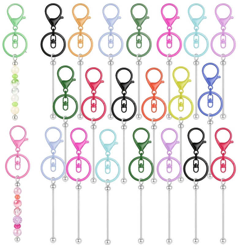 TEMU 20pcs Beadable Keychain Spring Snap Buttons For Keychain Making Blank Bead Keychains Craft Keychains Christmas Holiday Gifts Random Colors