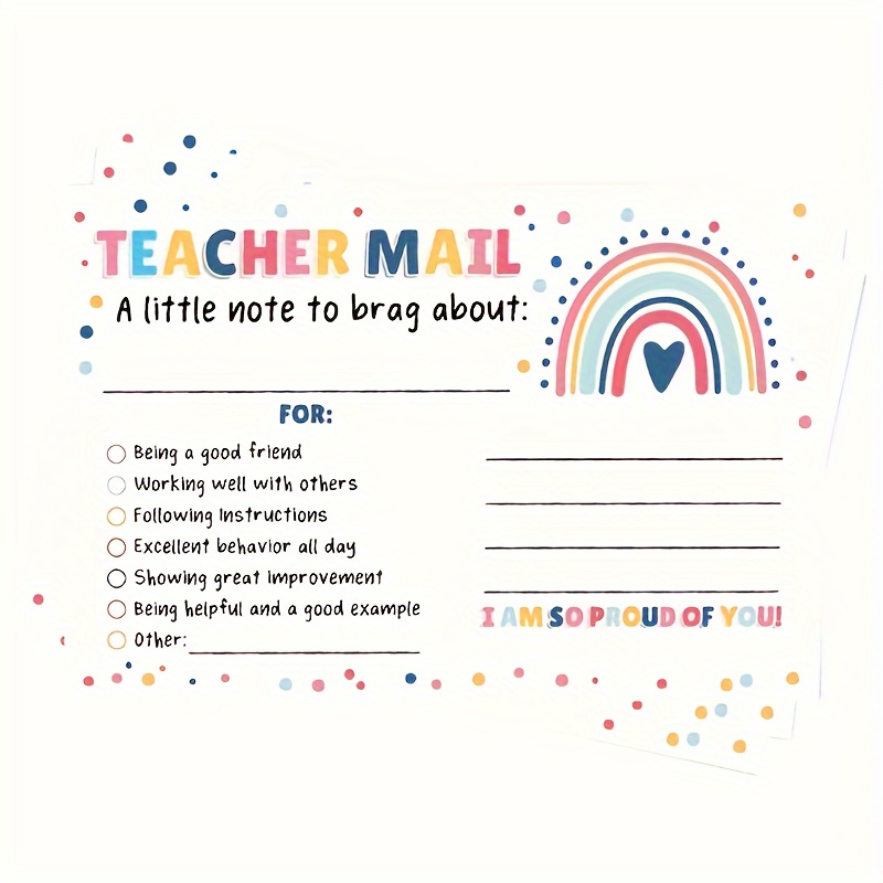 

50 Pack Boho Rainbow Teacher Incentive Cards - Positive Behavior Motivation Notes For Students - Classroom Rewards For Preschool, Kindergarten, Elementary School Teachers