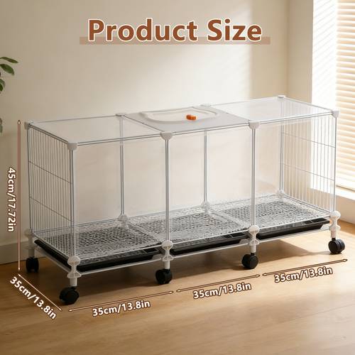 a pet enclosure on wheels featuring a tray and a top opening door designed for breeding small animals like rabbits chicks button quails and birds serving as a versatile animal habitat