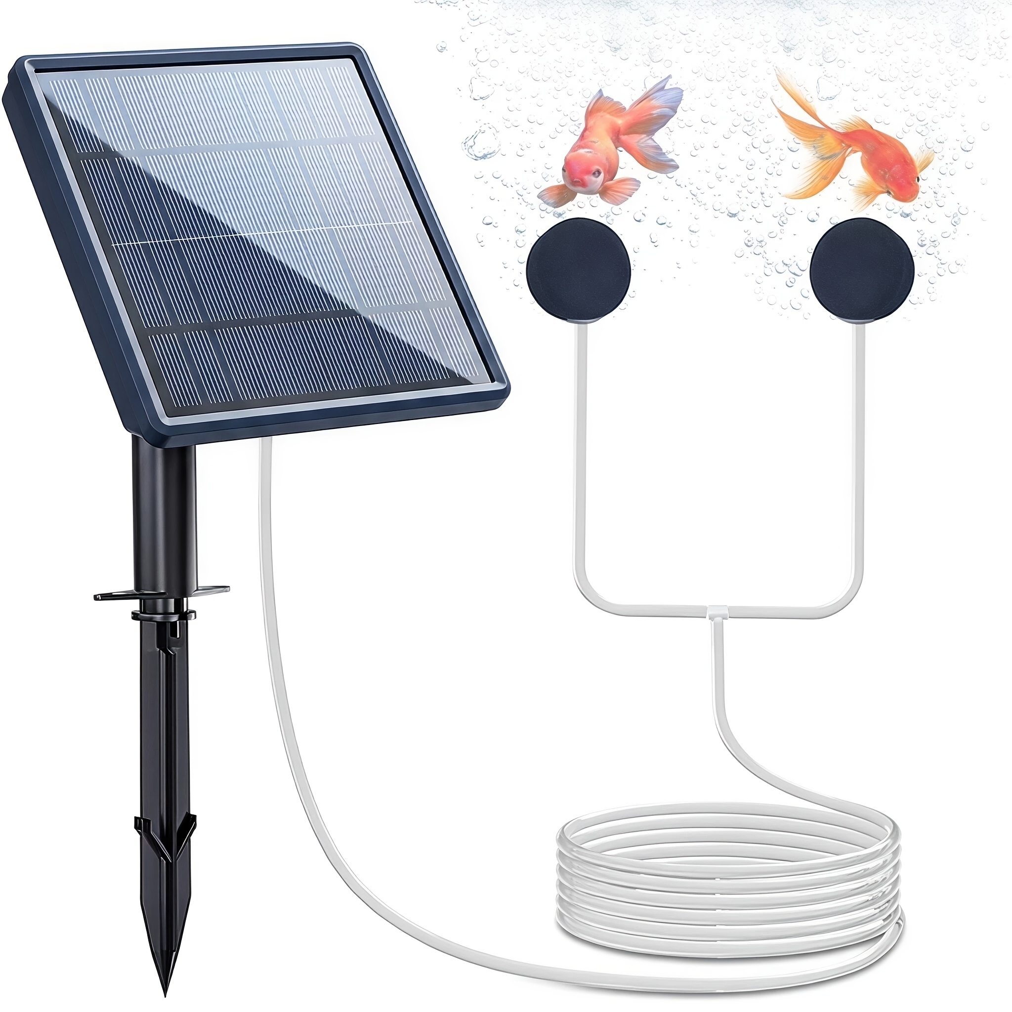 Image of Solar Pond Aerator, Solar Aquarium Air Pump With 2 Air Stone, 2 Bubbler For Aquarium, Suitable For Courtyard Fish , Hydroponic Plants, And Emergency Oxygenation For Fishing