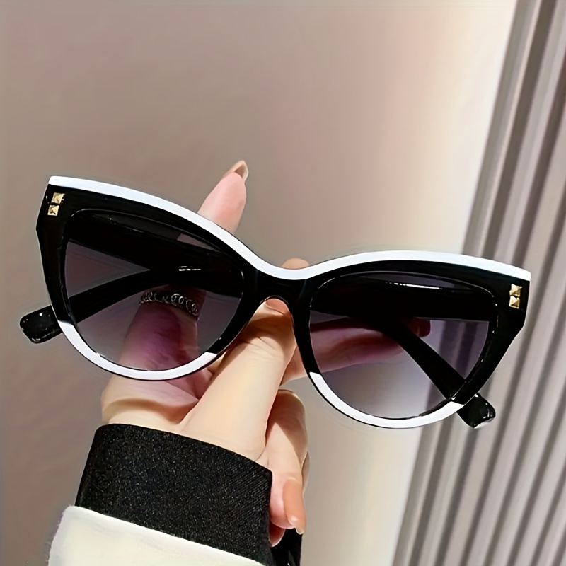1 Pair Unisex Fashion Trendy Color-Block Cat-Eye Decorative Glasses, Perfect Holiday Gift for Loved Ones and Friends, Ideal for Wedding Season, Mother's Day, Valentine's Day, Birthday Gifts, Great for Daily Activities and Fashion Shows, Large Frame