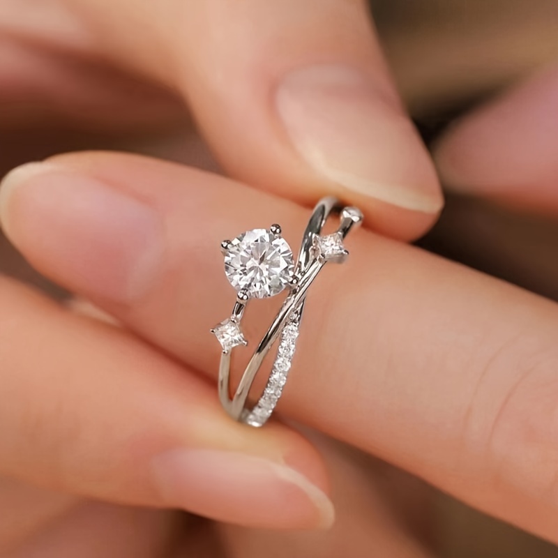 1pc Luxurious Fashionable Exquisite Open Adjustable Starry Sky Ring, Women's Boutique Jewelry, Fashionable Luxurious Engagement Wedding Gift, Geometric Ring For Girls