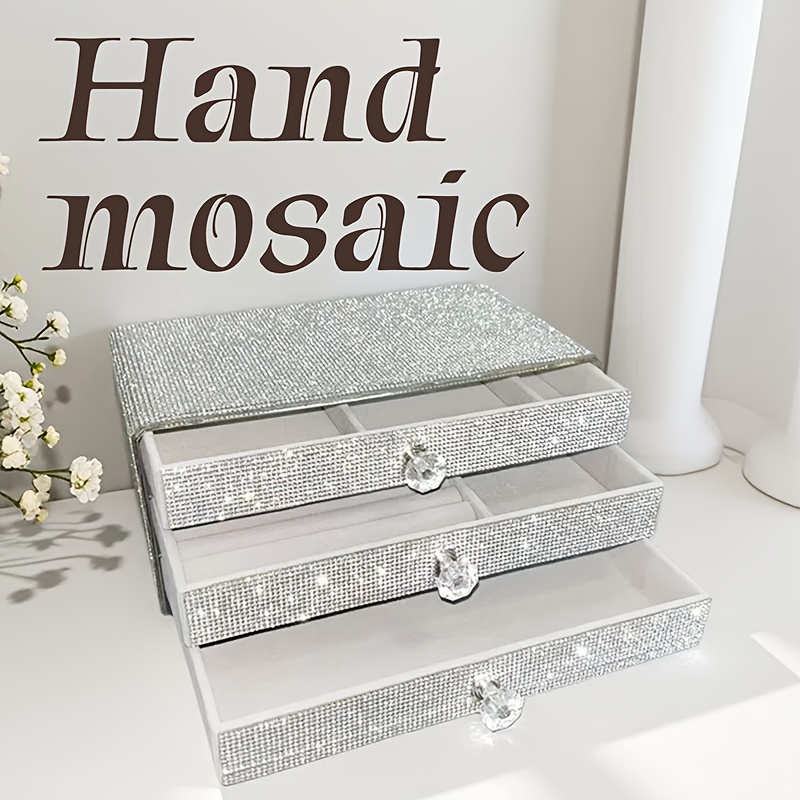 a jewelry box with three drawers filled with rhinestones     colors   beauty enthusiasts jewelry boxes Product details 4