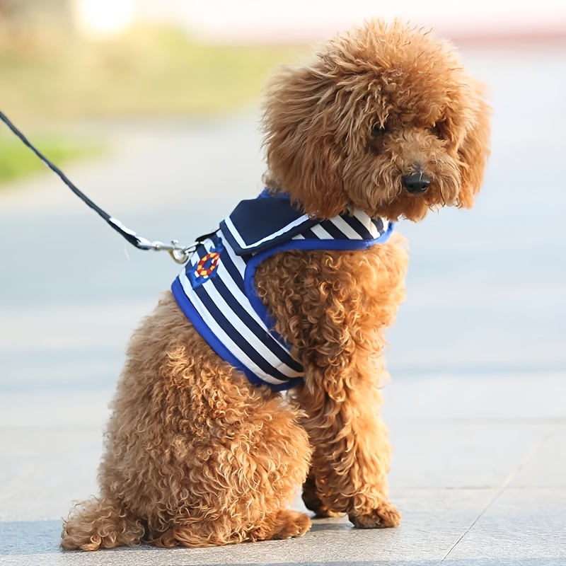 Adjustable Dog Collar Harness Leash in Navy Suit Style