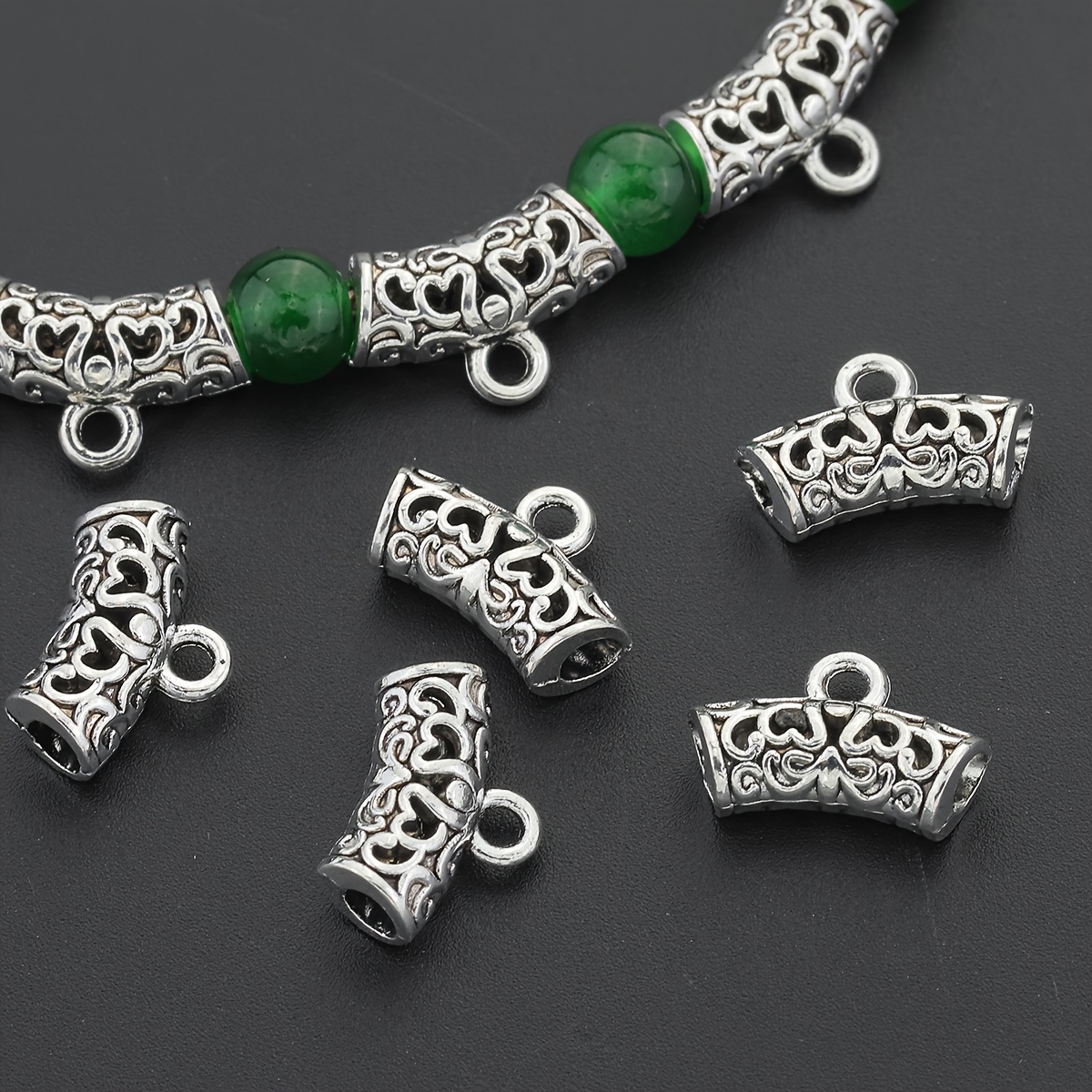 

20pcs Alloy & Floral Pattern Connectors - Curved Metal Spacer Beads For Making, Bracelets, Necklaces, Earrings