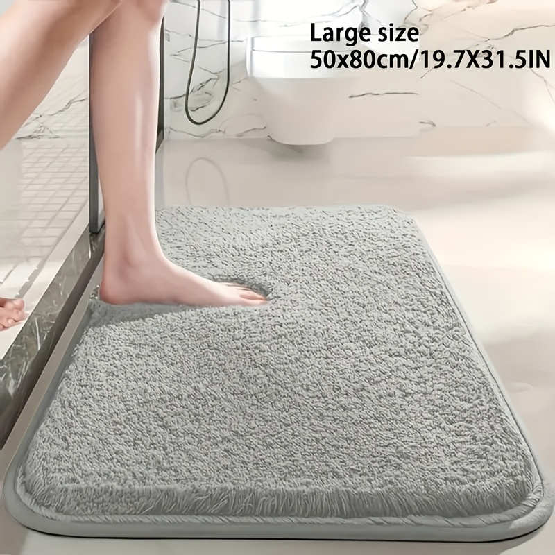 TEMU 1pc Beautiful Velvet Bathroom Mat, Non-slip Backing, Machine Washable, Long Pile, Soft And Comfortable, Water Absorption, Suitable For Home,