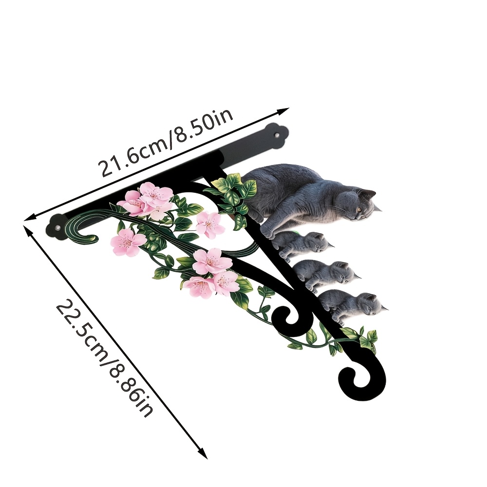 TEMU Support mural d'extérieur à suspendre, crochet de jardin décoratif Chat à Poil Court avec rose, pour jardinières, lanternes, pots de fleurs,