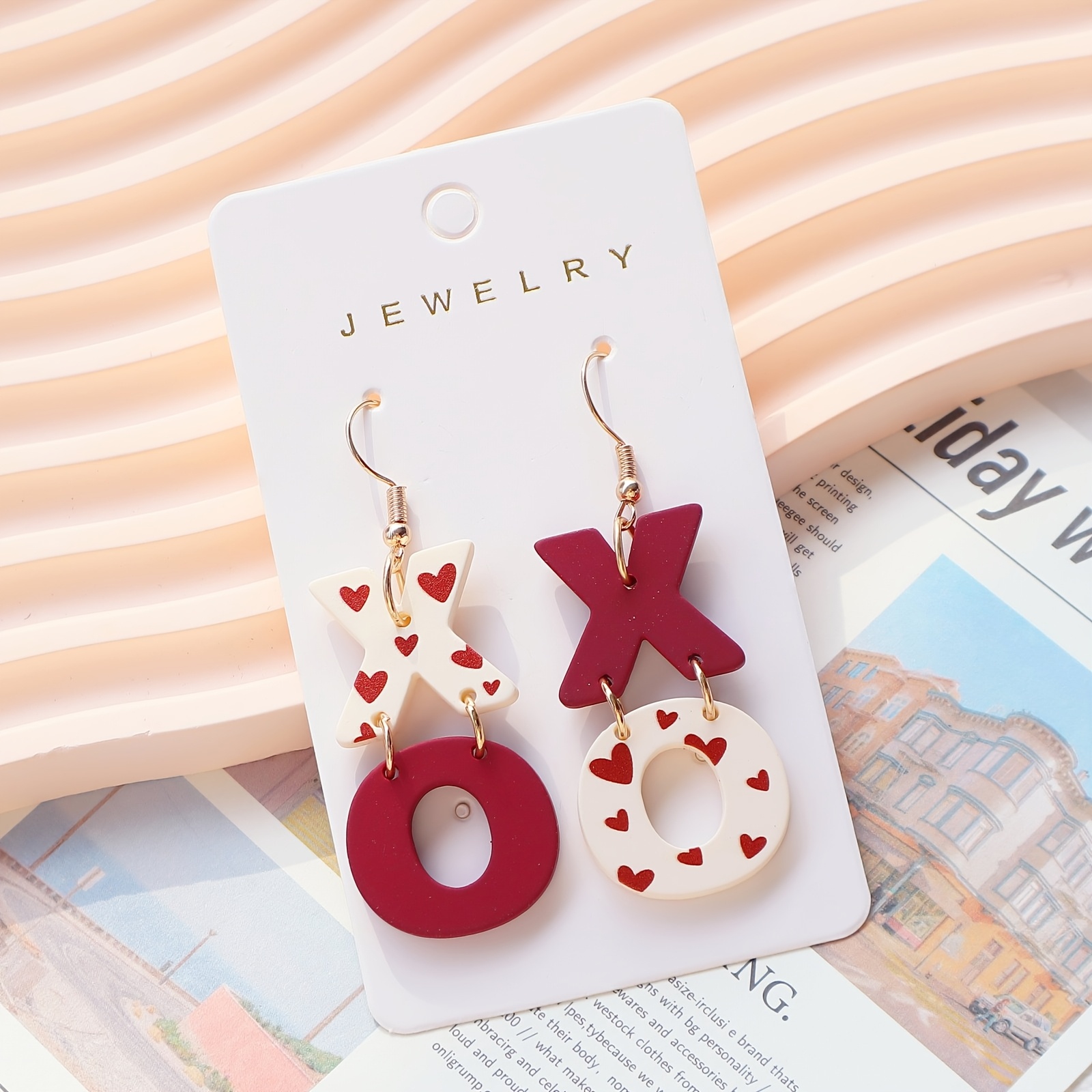 

A Set Of Red Acrylic Earrings Featuring A Love Print In Of Xo, Simple Yet Stylish Earrings Make An Ideal Gift For Valentine's Day And Are A For Gifts For .