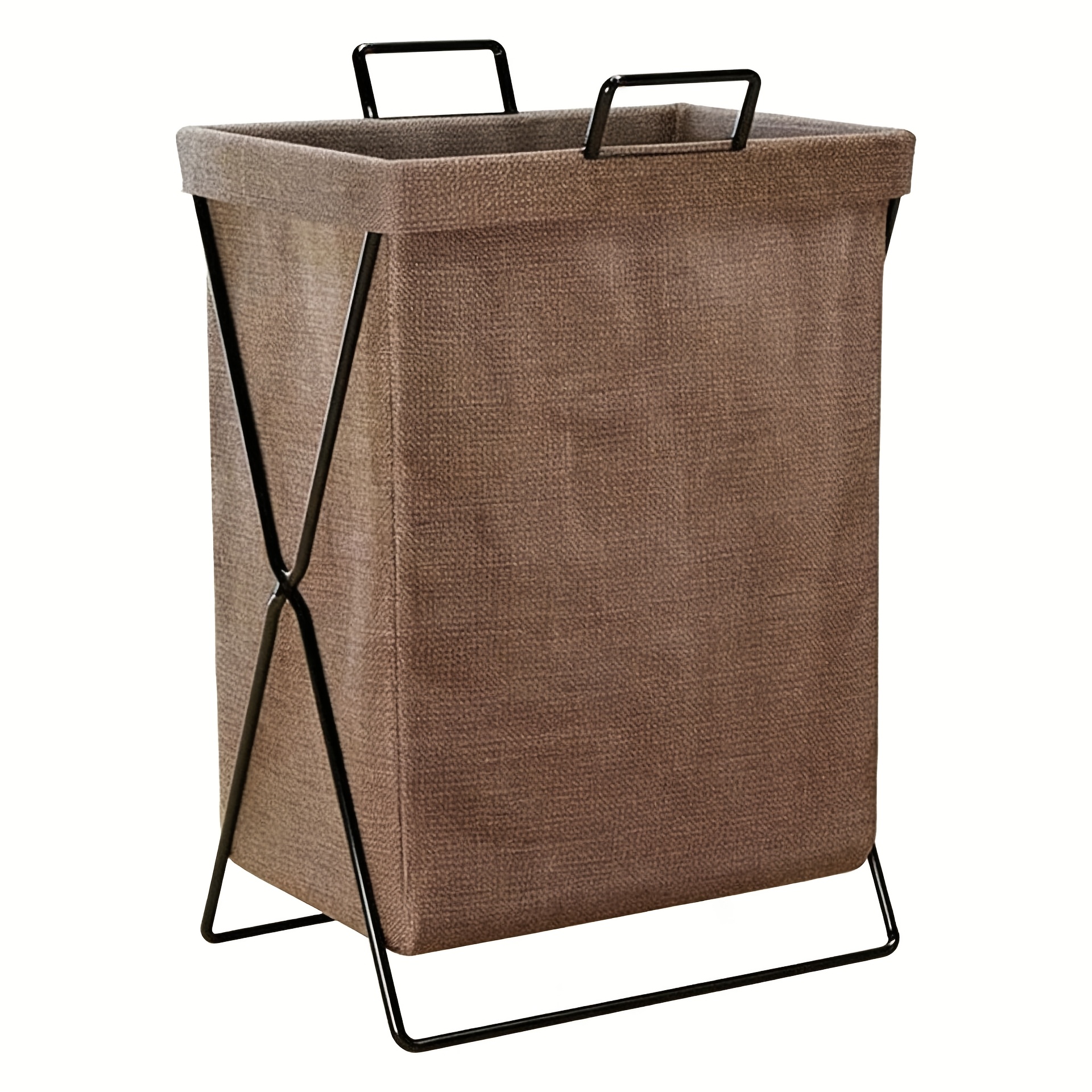 TEMU 1 panier à linge pliable, en tissu durable et cadre en fer robuste. spacieuse pour vêtements et articles divers. Équipé d'une poignée en métal