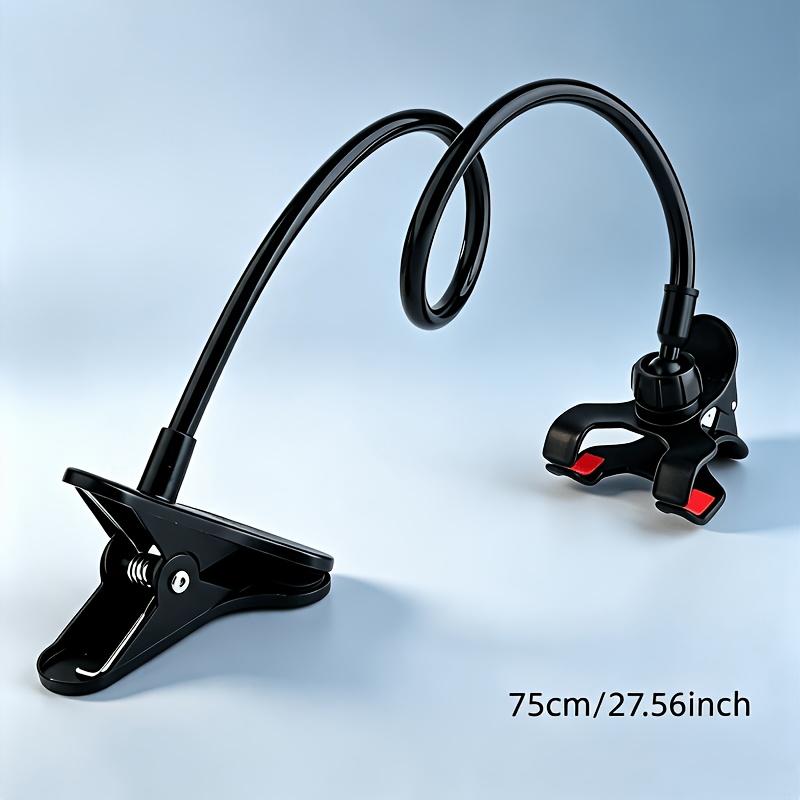 TEMU Soporte para teléfono con clip flexible y cuello de , soporte para teléfono con brazo largo y rotación de para cama, pared, escritorio, soporte