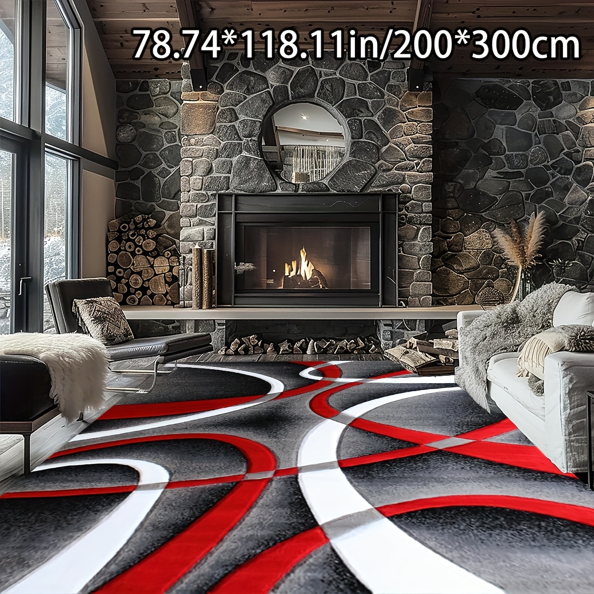 TEMU Soft Velvet + Dot Plush 1pc Soft Velvet Curved Style Pattern Carpet Home Decor Comfortable And Beautiful Versatile Decoration Style Living Room