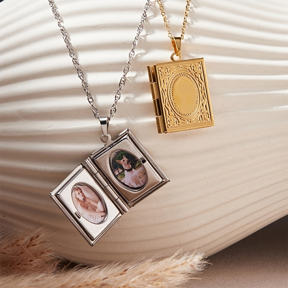 Customized Photo Book-Style Locket Necklace — Personalized Gift