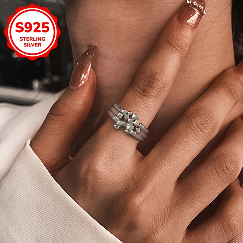 Geometric Wideband Ring 925 Sterling Silver Modern Ring