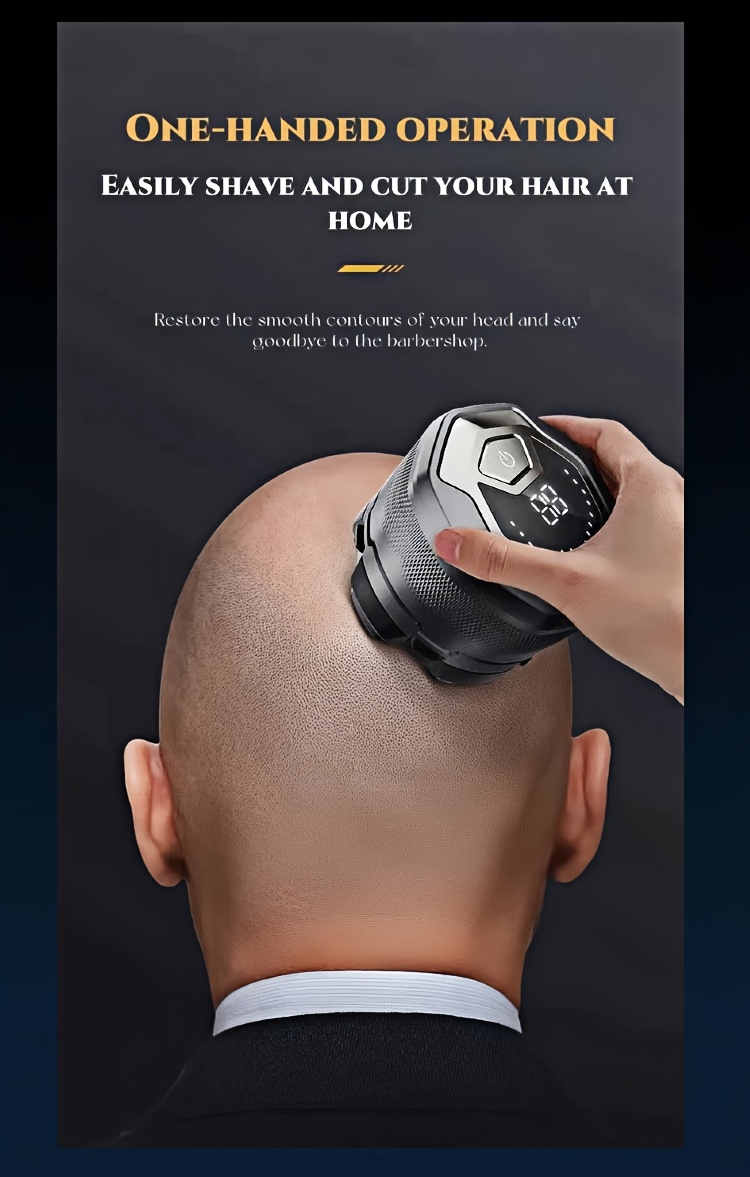 Bald Head Essential, Six-blade Magnetic Levitation, Closer to The Skin, Digital Display Of Battery Power, High-power Rotation Without Jamming, Easy to Wash And Maintain, Electric Shaver.