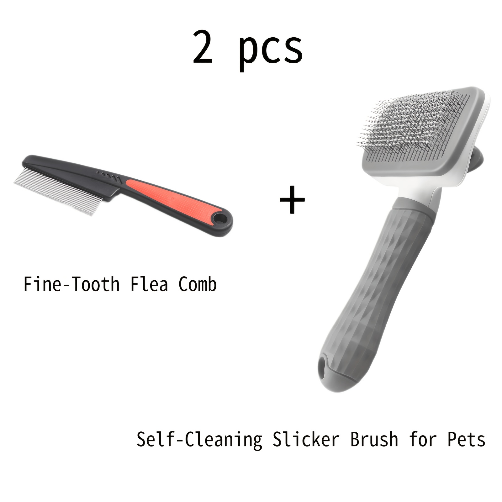 E-shop 2er-Set Selbstreinigende Massage Tierhaarbürste und Bürste für Hunde und Katzen - Leicht zu reinigende Tierpflegebürste mit sanfter