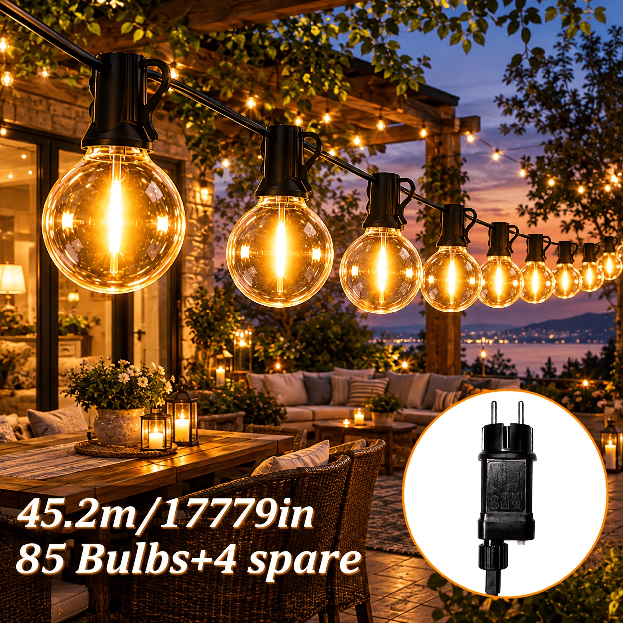 Image of 1pc Plug-in Outdoor String Lights, Free Spare Bulb, Seasonal Holiday Decorative Lights, Outdoor, Patio, Garden, Rv Lighting, Festival Atmosphere Lights, Perfect Gift For Christmas, Ip44