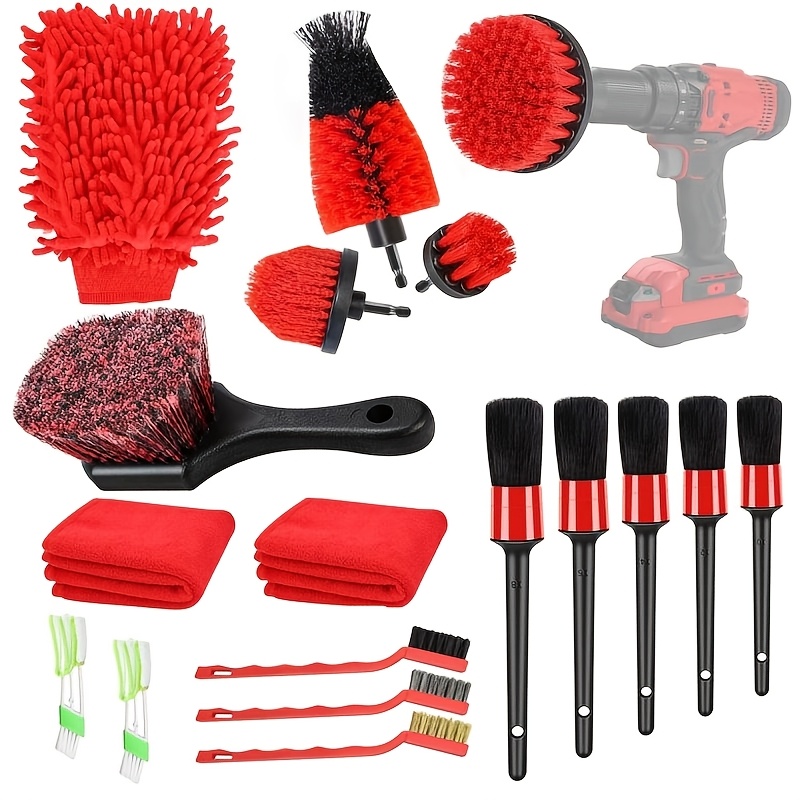 TEMU Professional Car Detailing Kit | Multifunctional Car Cleaning Kit With High -bristle Brushes For Cleaning All Car Parts, Interior, Exterior, Wheels, And Dashboard | Made Of Plush, Chemical-free