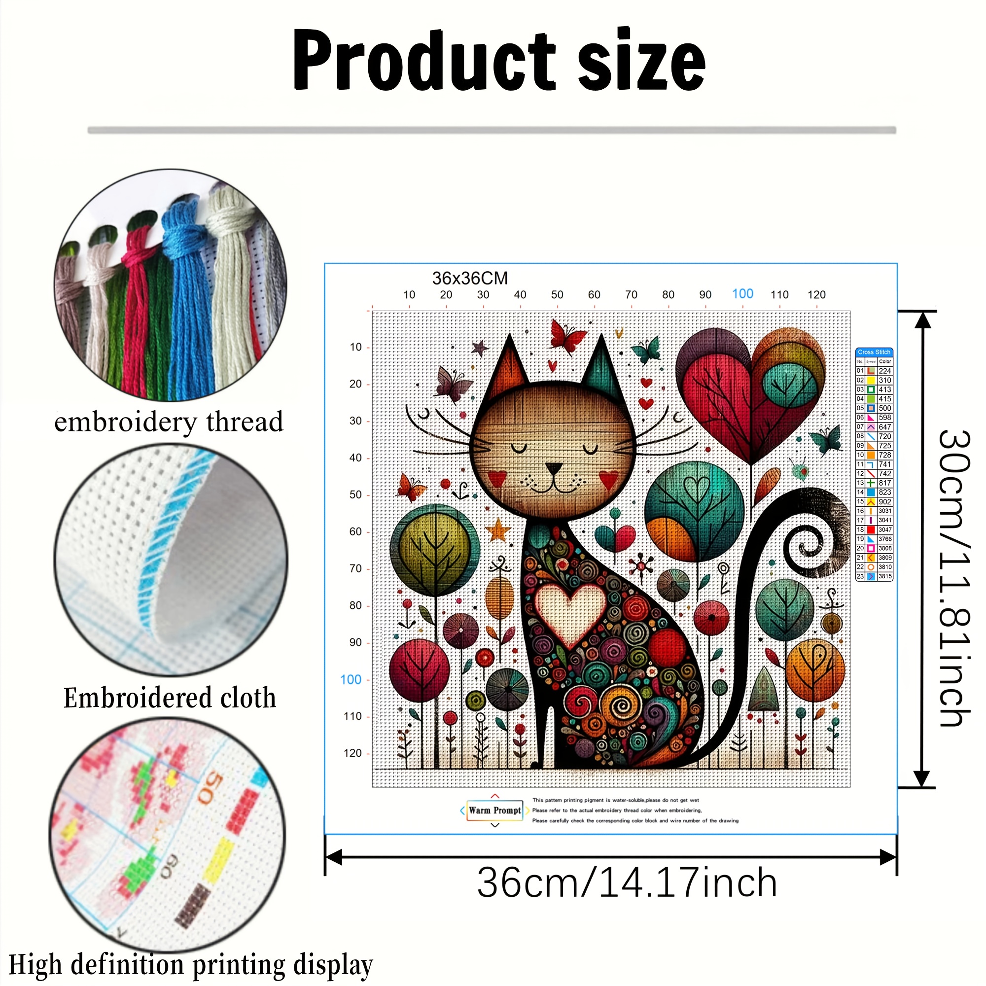 Fun Cat-Themed Cross-Stitch Painting Kit, DIY Needlework Embroidery