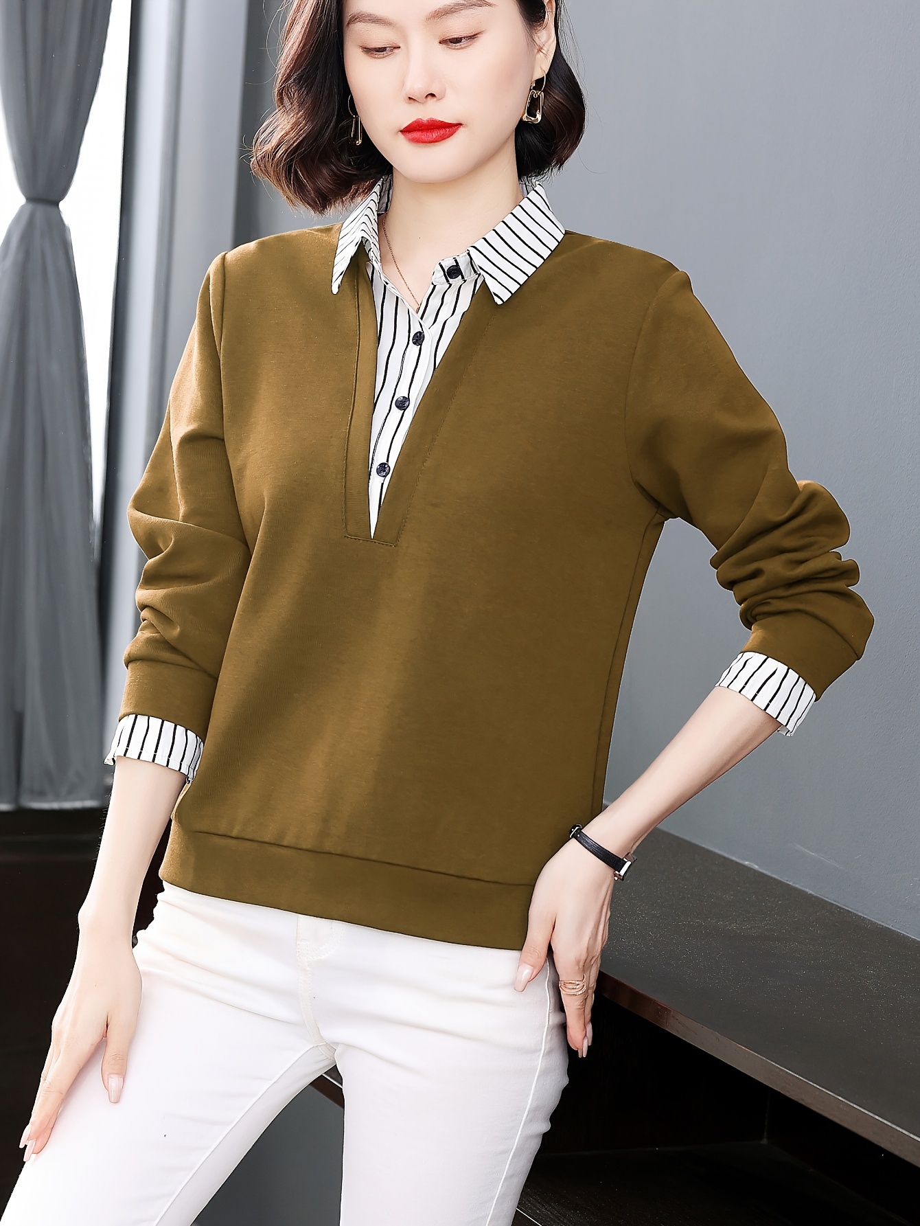 Sweater Vest Button Up Shirt With Sweater Womens Women'S Chic