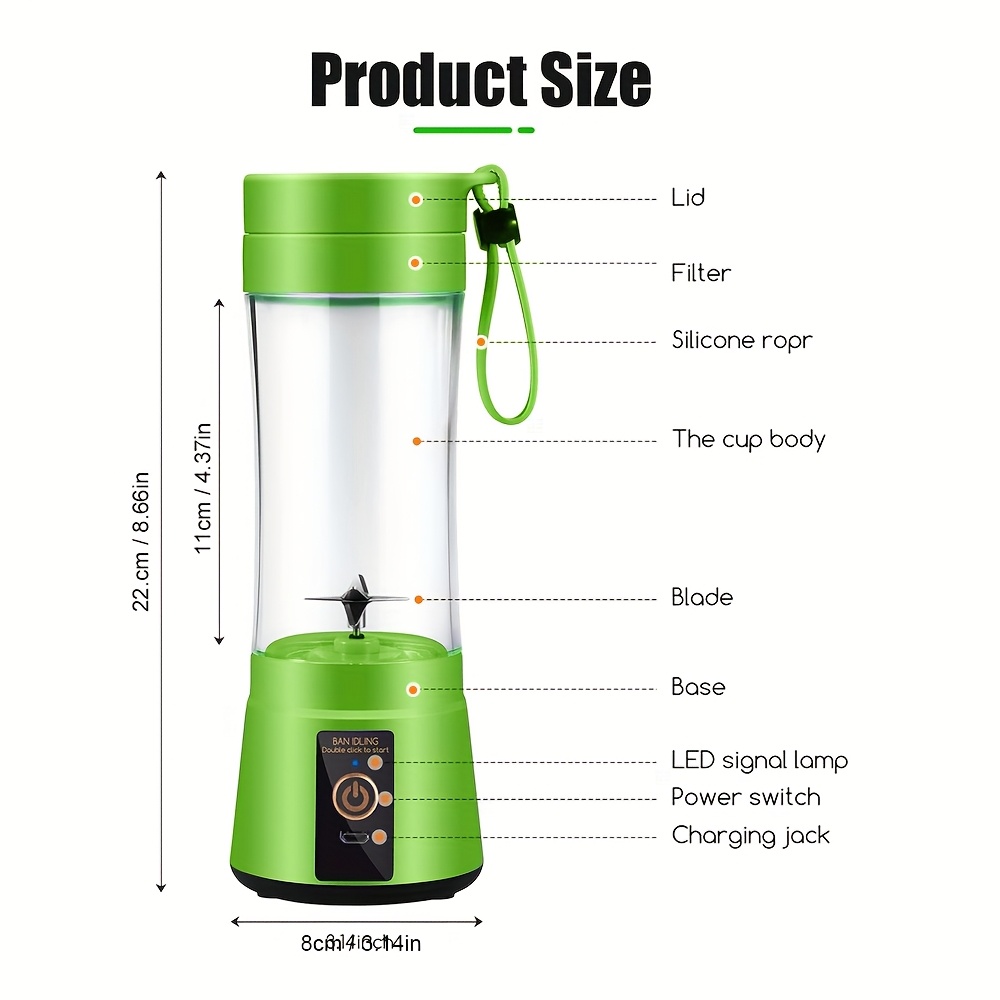 12 85 15   rechargeable mini blender portable usb rechargeable mini blender juicer 3     6 12 blade safety lock food grade     for   juices anywhere details 10