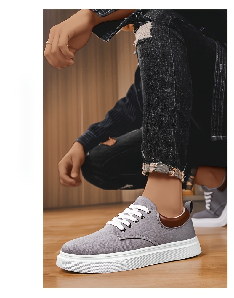 Baskets en Toile Homme Bicolore Chaussures décontractées en toile pour hommes, chaussures de skate tendance et polyvalentes, baskets de sport basses élégantes