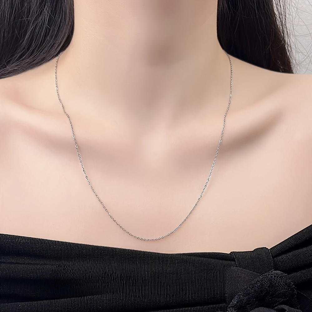 TEMU 1pc Elegant Shiny Women's O-link Chain, 1mm Thickness, Link - Simple & | Valentine’ Day Gift For Girlfriend/wife, Party Accessory, Holiday