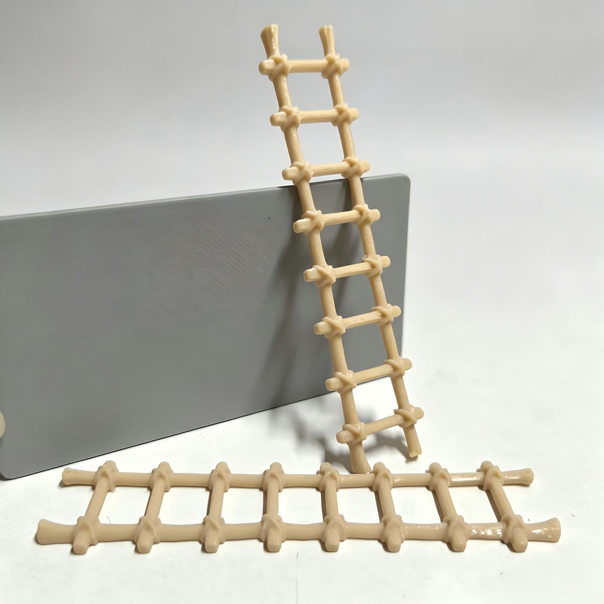 TEMU 2pcs Realistic Bamboo And Rattan Ladder Models - Natural Wood Texture Suitable For Miniature Scenes, Macro Photography, Dollhouse, Tabletop Rpg,