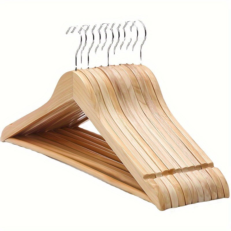 

20pcs Premium Wooden Clothes Hangers - , Non-slip Coat & Suit Racks For Home Storage