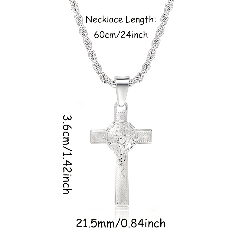 Image of Men's 925 Silver Embossed Cross Twisted Chain Necklace Hip Hop Y2k Style Pendant Necklace Holiday Gift With Gift Box Local Warehouse