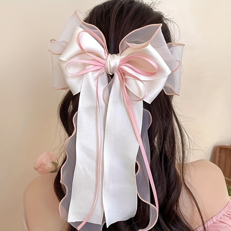 

Elegant Mesh Bow Hair Clip - Chic Spring Barrette For Women, Valentine's Day &