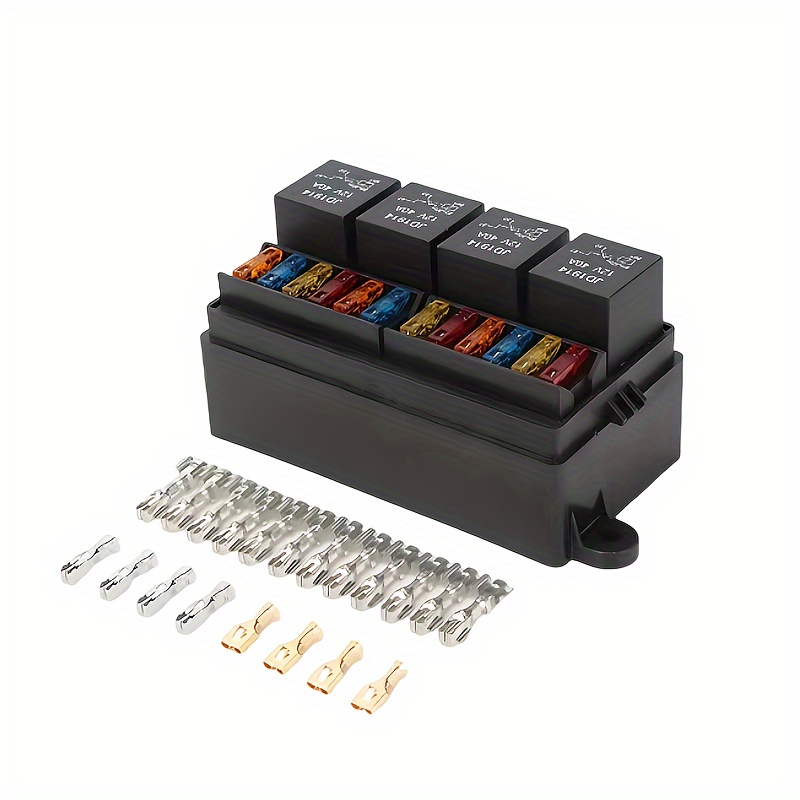 40A Relay Fuse Box - 6 Slot Automotive Universal Relay Box With ATC/ATO Fuses & 4/5 Pin Relays, 12V