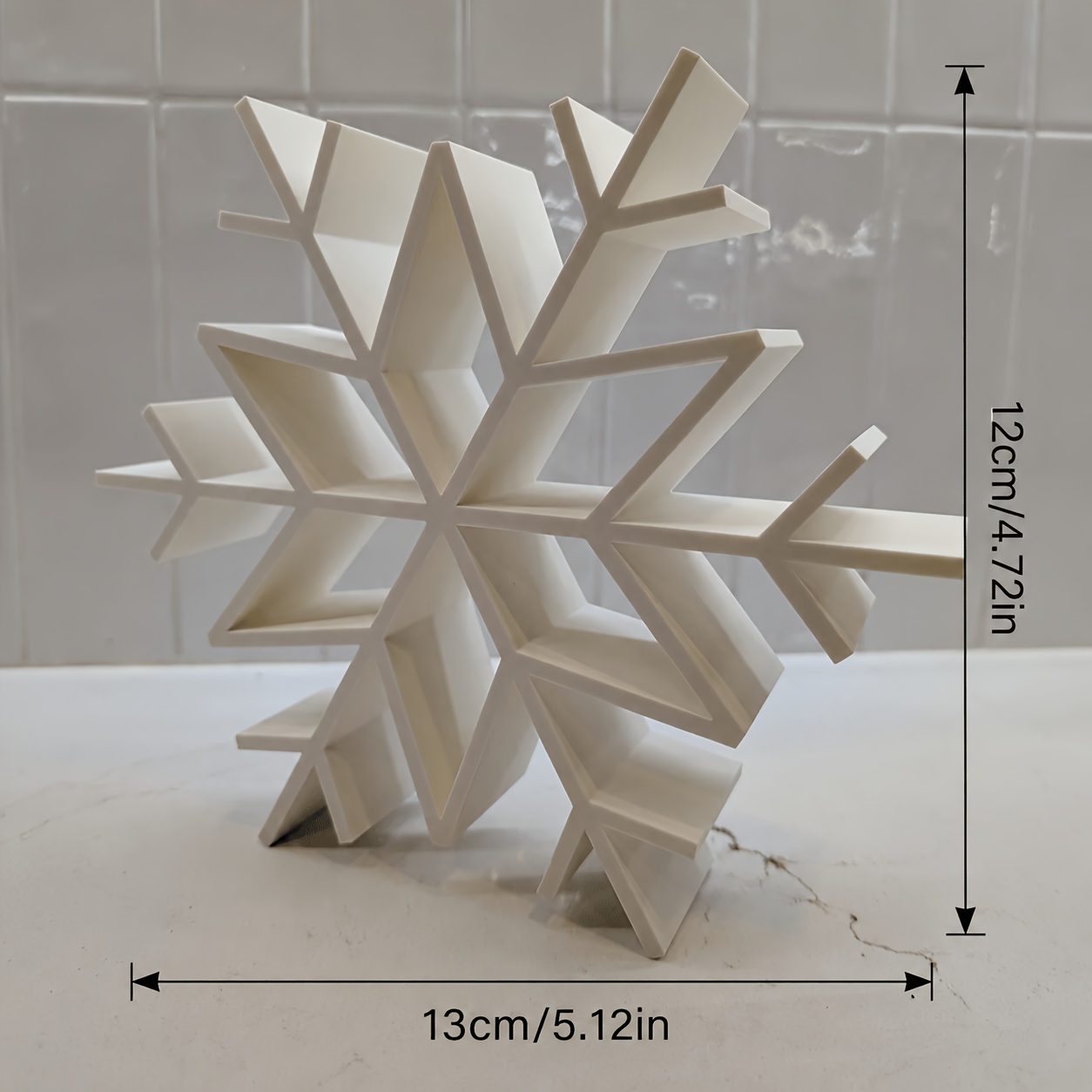 TEMU 1pc 3d Printed Snowflake Desktop Ornament, Geometric Hollow Layered Design, Petg Material, Winter Tabletop Decor, For Living Room Desk Office