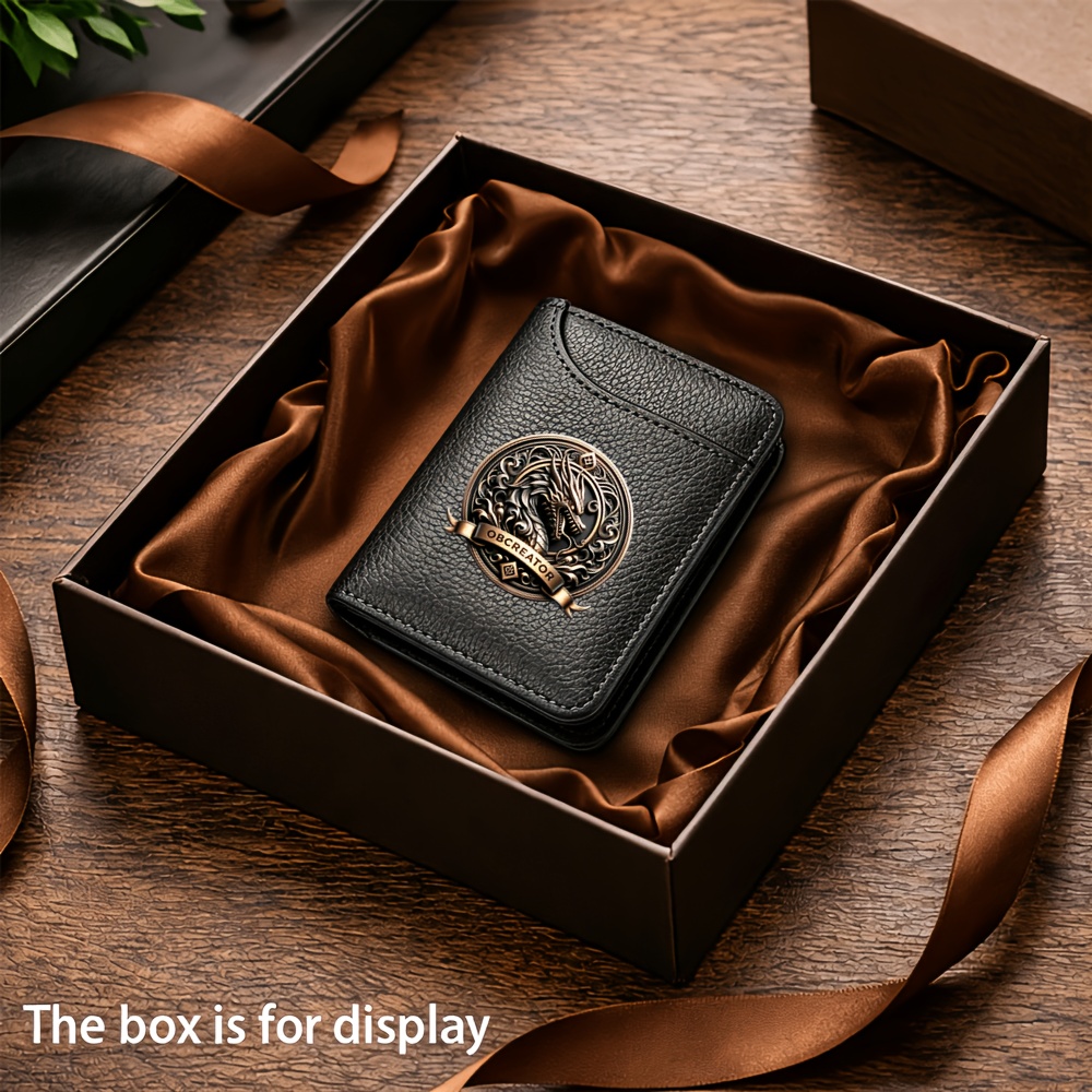 TEMU 2d Print Dragon Badge Men's Wallet Vertical Multi-card Small Wallet License Youth Mini Student Change Bag Card Bag