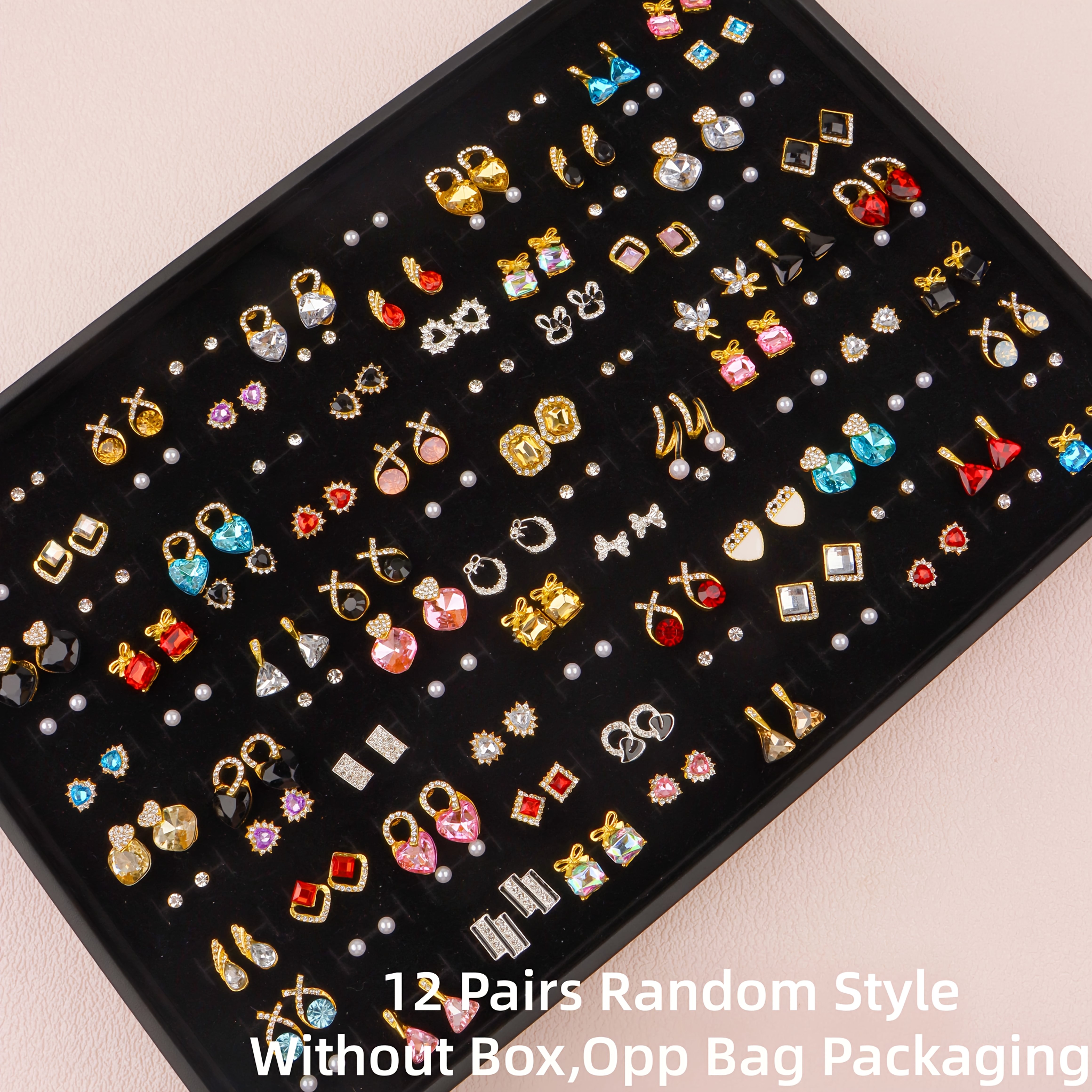 TEMU SHENGCOCO 12 de aretes para mujer y para hombre - 12 estilos de pendientes de botón coloridos, aros y pendientes de botón de flor//geométricos,