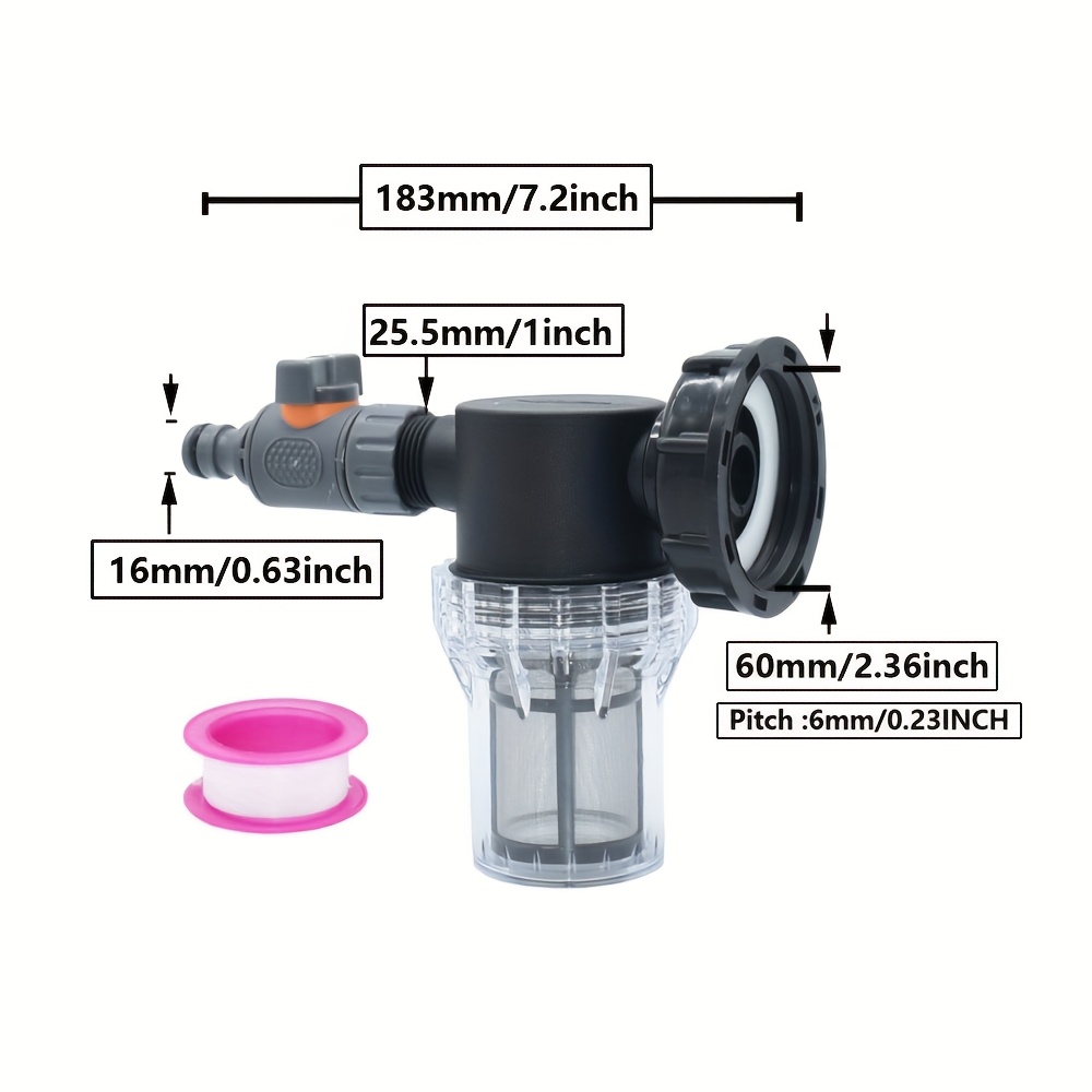 Image of Durable Outdoor Garden Hose Connector With A 16mm Quick Connect Faucet Adapter, Designed For 1000l S60x6 Thread Rain Bucket Filtration