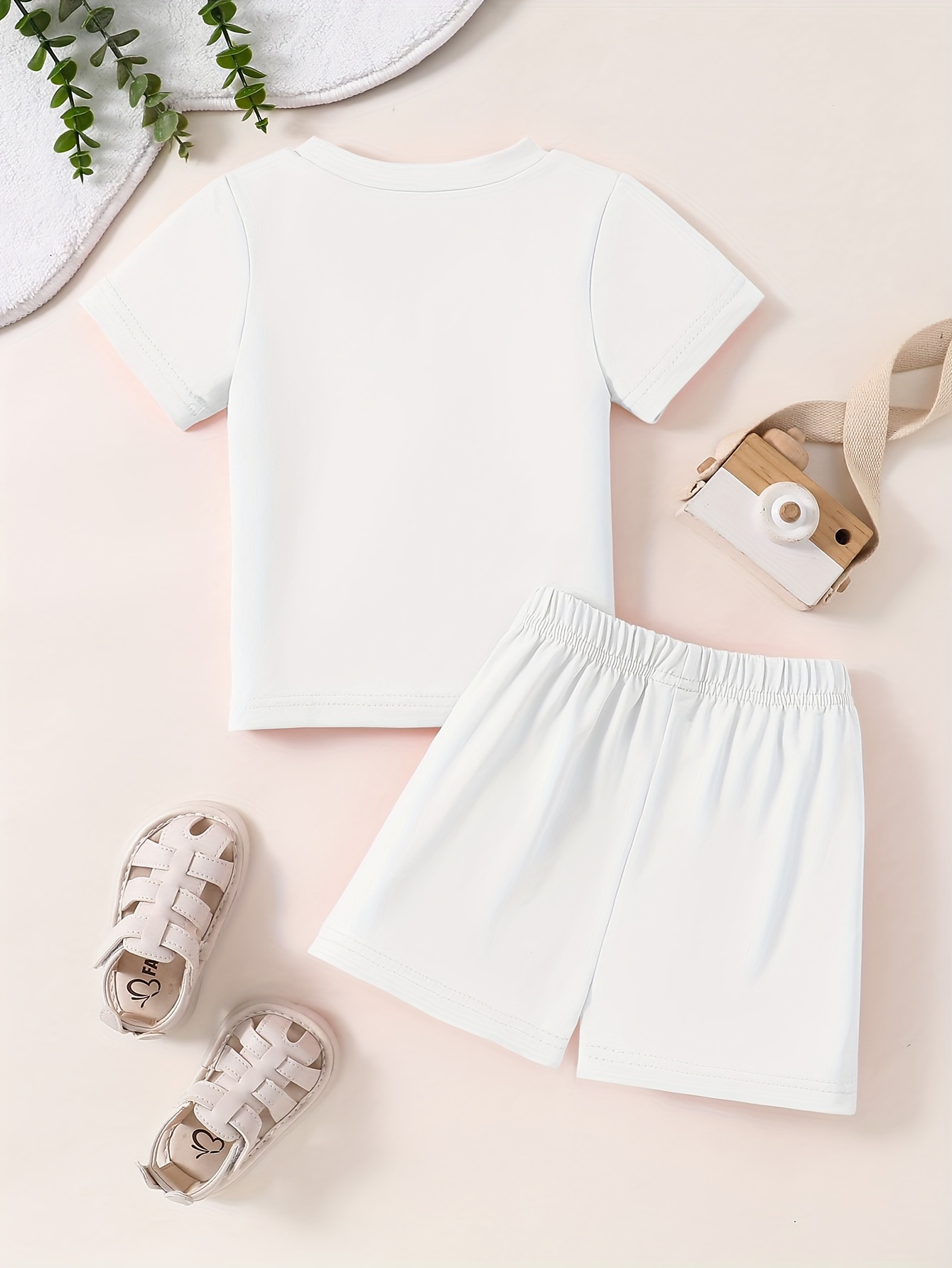 Ropa De Algodón Blanco Para Niñas, Camiseta + Pantalones Cortos De