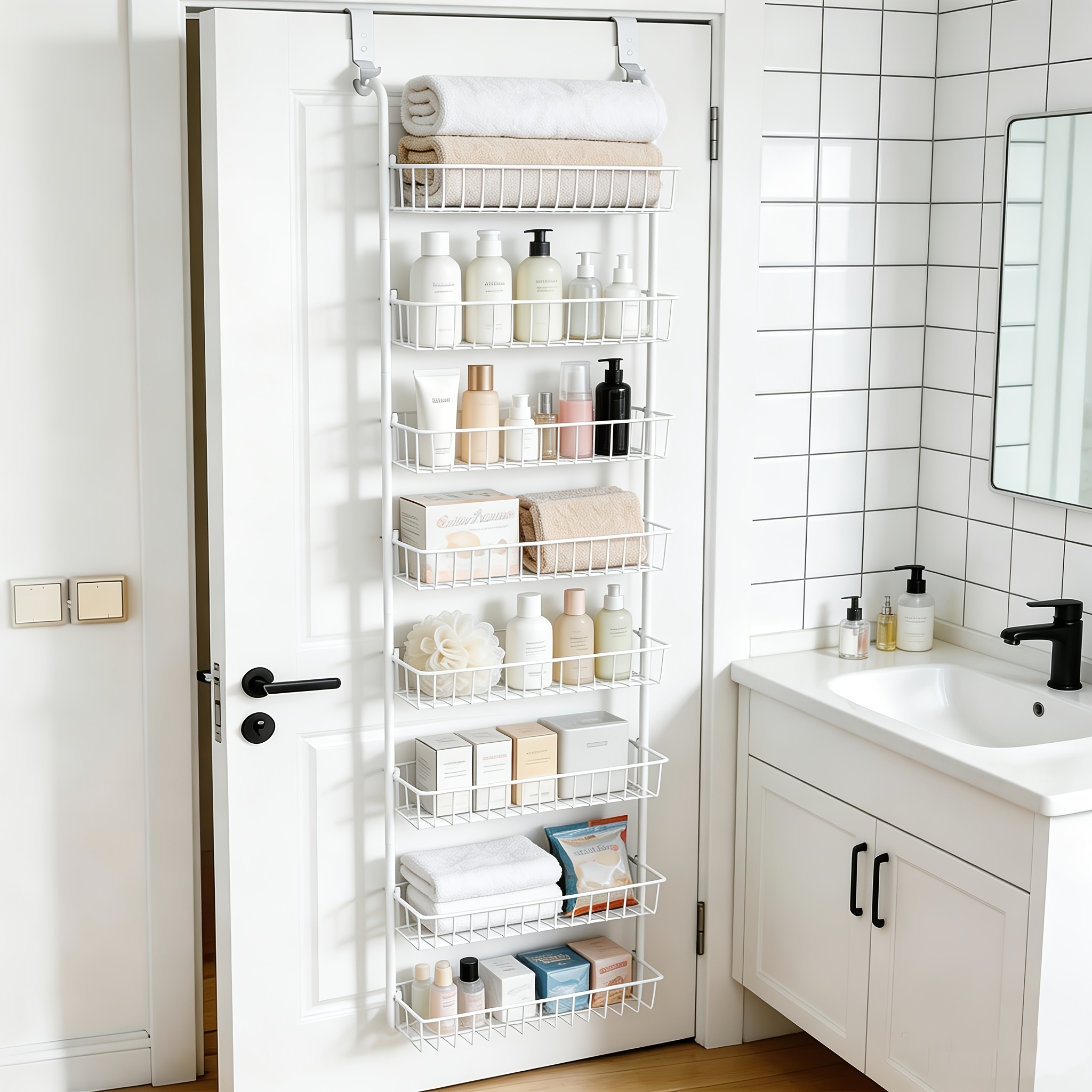 TEMU Borealbear Bathroom Shelf. Exquisite And , Height Options. Mounted Behind Doors Or On Glass Walls, Perfect For Organizing A Of Bathroom