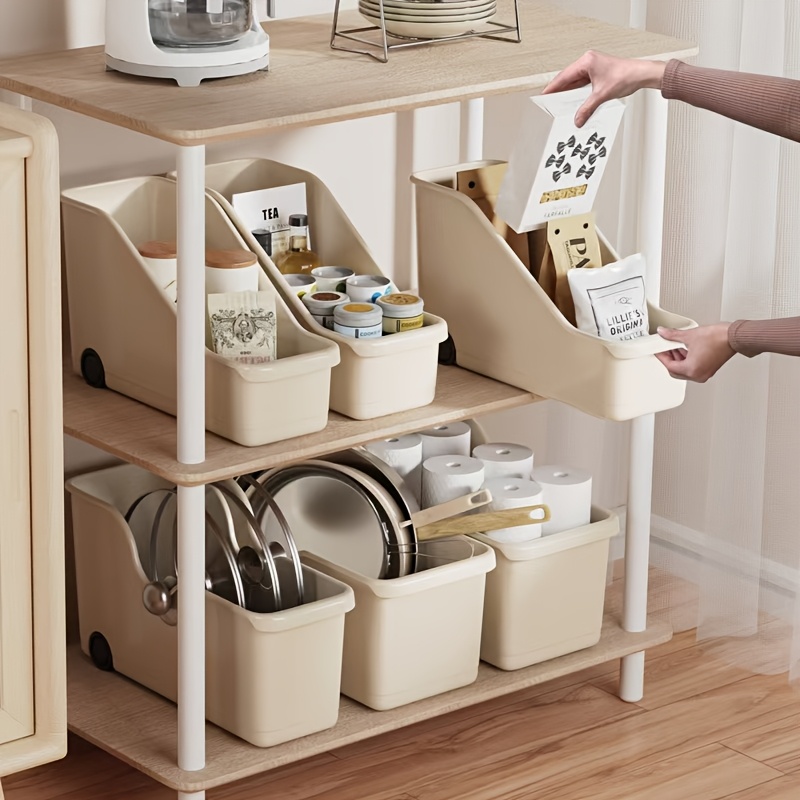 KANDOHAUS Organizer per mobili da cucina, robusto organizer per pentole e padelle in bambù per armadietti interni, organizer multiuso per coperchio, organizer durevole e minimalista per mobili da