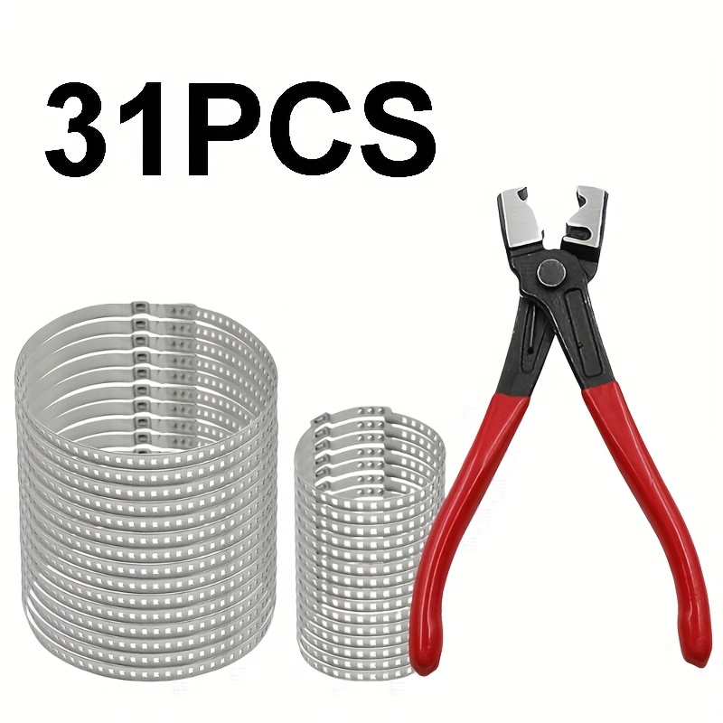 E-shop 31-teiliges Set für Auto-Ersatzschläuche, Clicr-R + CV-Reifenschutzschellen, aus Edelstahl