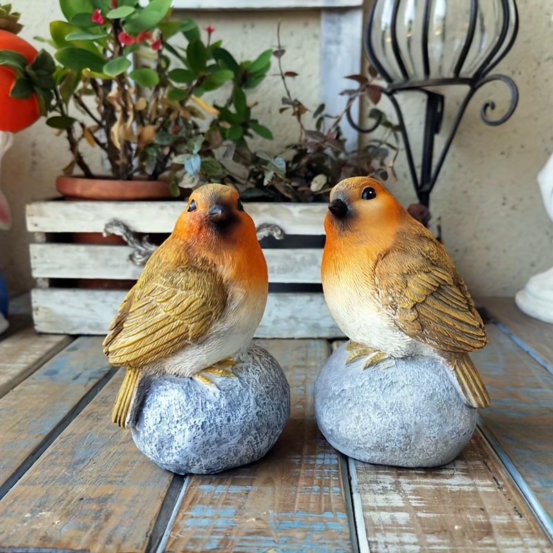 

2pcs A Pair Of Standing On Stone Bird Resin Outdoor Statues, Garden Lawn Decoration, Suitable For Balcony, Garden, Scenery, Gardening Ornaments, Resin Handicraft Decoration, Outdoor Lawn Arrangement