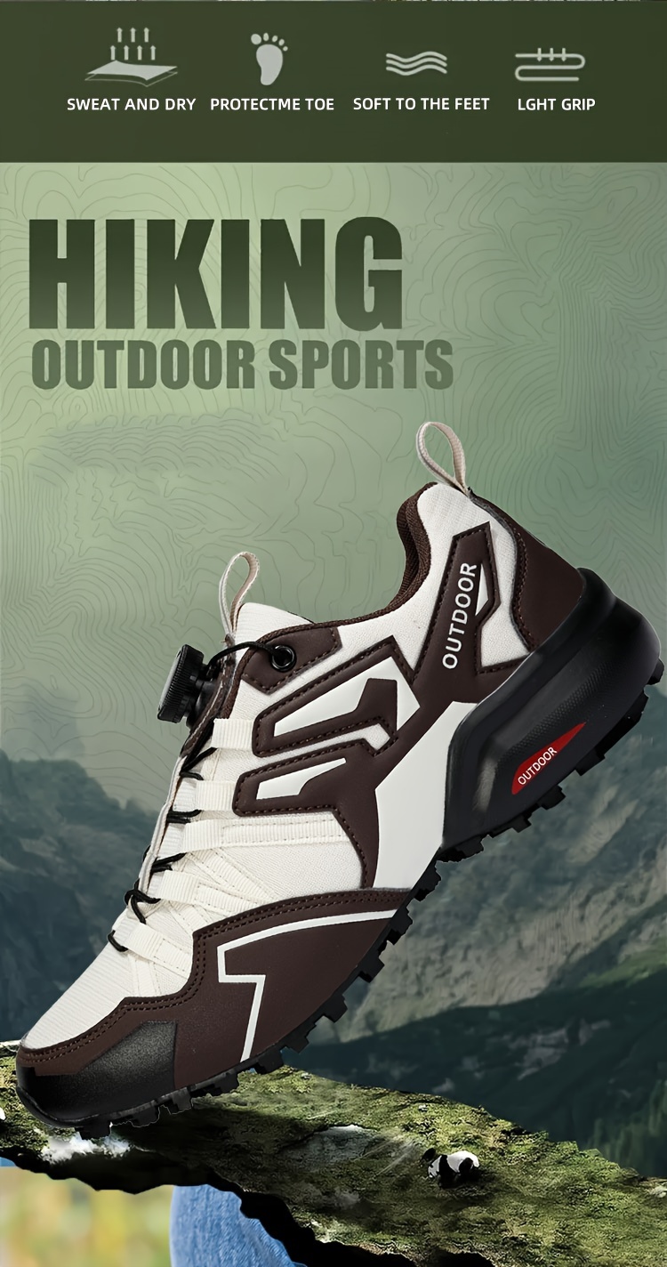 mens womens all terrain hiking outdoor shoes lightweight breathable trekking boots with md rubber anti skid sole cushioning insole brown white   for     unisex Product details 0