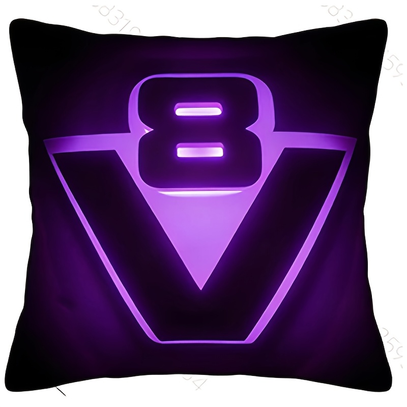 TEMU 1pc Cyber Purple V8 Truck Print Decorative Pillowcase, Cool Motorcycle Style Throw Pillow Cover, Multiple Sizes , Double-sided Print, Polyester