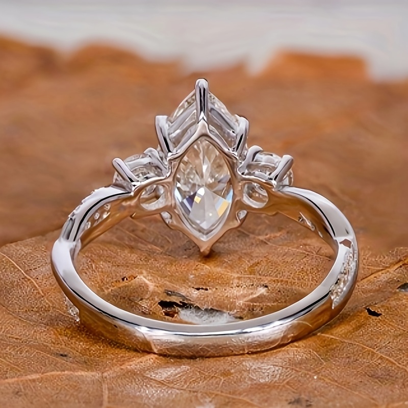 Women's 925 Sterling Silver Marquise Cut Cubic Zirconia Ring