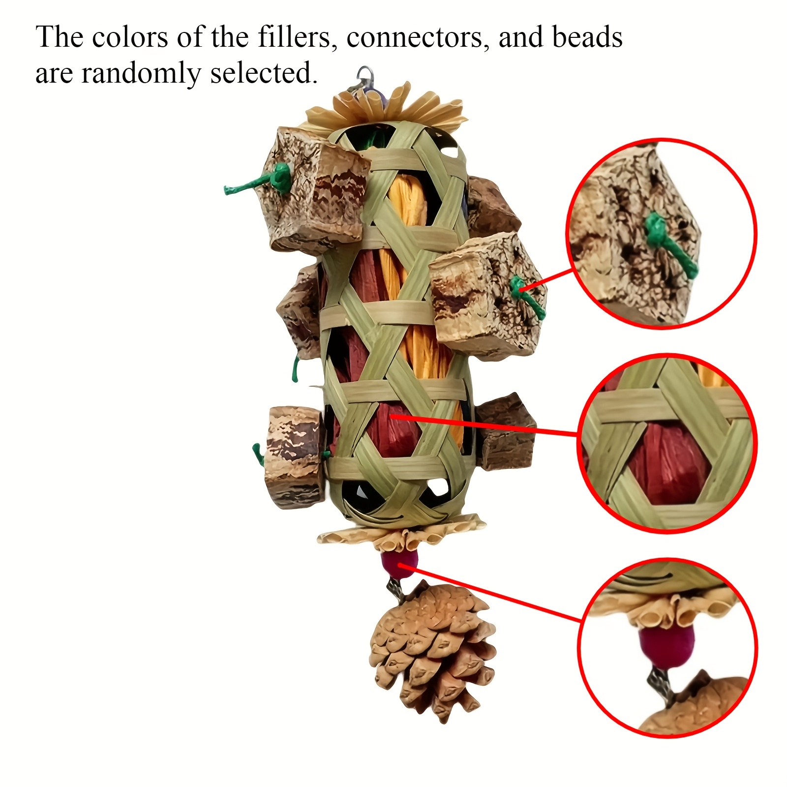Image of Parrot Hanging Chew Toy With Colorful, Textured, And Design; Bird Cage Toy; Suitable For Parrots; Random Colors